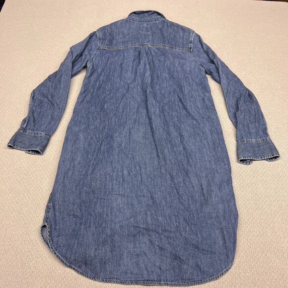 Gap Denim Pearl Snap Shirt Dress Womens Small Blue Western Cowgirl Classic - Picture 2 of 8